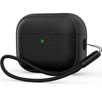 Custodia R-fun per Airpods Pro 3 case, morbida in TPU (design simile alla pelle), protezione anticaduta con cordino e kit di pulizia, compatibile con l'ultima generazione di Airpods Pro 3-Nero