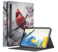 Custodia Red Bird Sakura Blossoms per Samsung Galaxy Tab S8 Plus/Tab S7 FE 12,4" 2021 / Galaxy Tab S7 Plus 2020, custodia con angoli di visualizzazione multipli con supporto S Pen e auto sleep/wake