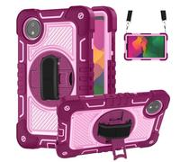 Custodia resistente e robusta per Xiaomi Redmi Pad SE 8.7/Redmi Pad SE 4G rilasciato nel 2024, custodia protettiva antiurto con cinturino/tracolla, supporto stabile in silicone per tablet (rosa rosso