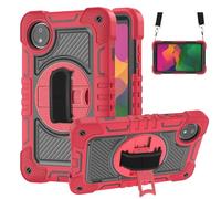 Custodia resistente e robusta per Xiaomi Redmi Pad SE 8.7/Redmi Pad SE 4G rilasciato nel 2024, custodia protettiva antiurto con cinturino/tracolla, supporto stabile in silicone per tablet (rosso +