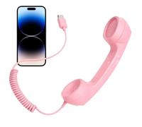 Custodia retrò per telefono cellulare, custodia retrò per telefoni | Cornetta telefonica retrò con microfono per chiamate riunioni aziende ufficio scuola video conferenza mobile rosa chiaro