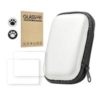 Custodia Rigida + 2 Protezioni per lo Schermo per R36S/R35S/RGB20S, Custodia Protettiva per Console di Gioco Portatile Antiurto, Borsa per la Conservazione dei Viaggi (2PCS + Bianco)