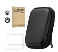 Custodia Rigida + 2 Protezioni per lo Schermo per R36S/R35S/RGB20S, Custodia Protettiva per Console di Gioco Portatile Antiurto, Borsa per la Conservazione dei Viaggi (2PCS + Nero)