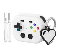 Custodia rigida a copertura completa per Apple AirPods: guscio protettivo a copertura completa (ciondolo dell'amore + penna per la pulizia)