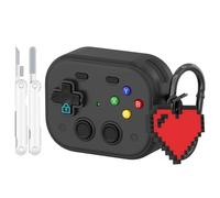 Custodia rigida a copertura completa per Apple AirPods: guscio protettivo a copertura completa (ciondolo dell'amore + penna per la pulizia)