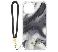 Custodia rigida Apple iPhone 12 Pro Max con cinturino a mano Guess Marble Motif - Grigio - Nouvo