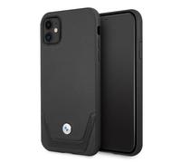 Custodia rigida BMW per iPhone 11 in pelle traforata nera