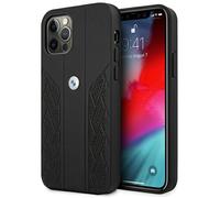 Custodia rigida BMW per iPhone 12 Pro Max in pelle traforata nera