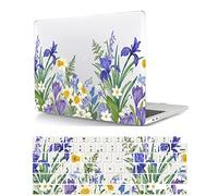 Custodia Rigida Compatibile con Macbook Air 13 pollici 2017 2016 2015 2014 2013 2012 2011 2010 A1466 A1369, Caso Duro Protettivo in Plastica & Copritastiera, Fiori viola