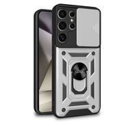 Custodia rigida COOL in argento con anello rigido per Samsung S928 Galaxy S24 Ultra