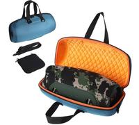 Custodia rigida da viaggio per altoparlante portatile JBL Xtreme 5, custodia protettiva con tracolla e tasca con cerniera per accessori per altoparlanti JBL Xtreme5 (blu + fodera arancione)
