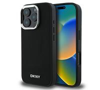 Custodia rigida DKNY MagSafe con logo argento per iPhone 16 Pro