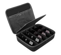 Custodia rigida extra large per occhiali da sole, con 5 scomparti, organizer per occhiali da sole oversize compatibile con Oakley W0OO9465VE W0OO9471 W0OO9455M RayBan RBS0101S RB4098 RB3825, Nero