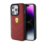 Custodia rigida Ferrari in pelle con cuciture per iPhone 15 Pro 6.1" Rosso - FEHCP15LRDUR