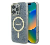 Custodia rigida Guess blu per iPhone 16 Pro Max con MagSafe