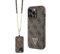 Custodia rigida Guess per iPhone 13 Pro, tracolla, 4G, logo in metallo, marrone
