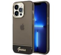 Custodia rigida Guess per iPhone 14 Pro, nera traslucida