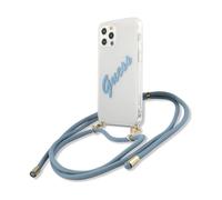 Custodia rigida Guess Script Vintage, blu - iPhone 12 Pro Max