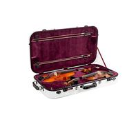 Custodia rigida in fibra di vetro per violino 4/4 e viola 15-16,5" | Serratura TSA, igrometro, copertura protettiva, spallacci zaino - Bianco
