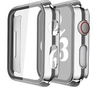 Custodia rigida in PC XiHAMA con protezione in vetro temperato compatibile con Apple Watch Series 9, 8, 7, Ultra