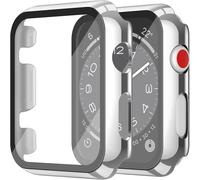 Custodia rigida in PC XiHAMA con protezione in vetro temperato compatibile con Apple Watch Series 9, 8, 7, Ultra