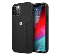 Custodia rigida in pelle BMW per iPhone 12, nera