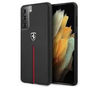 Custodia rigida in pelle nera Ferrari per Samsung Galaxy S21.
