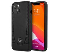 Mercedes-Benz Custodia per iPhone 15 Plus MEHCP15MARMBK – Rigida, vera pelle, Nero, logo Stern