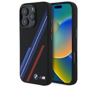 CG MOBILE BMW HC M - Custodia per iPhone 16 Pro Max, durevole, antiurto, compatibile con Magsafe, custodia in silicone con linee casuali nera