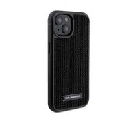 Karl Lagerfeld KLHCP15SHDSPLK - Custodia rigida per iPhone 15 6.1", con strass, colore: Nero