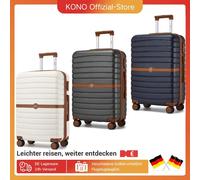 Custodia rigida KONO 55/66/76 cm ABS + valigia per PC Set con 360 ° Lucchetto a combinazione e rotolo Black
