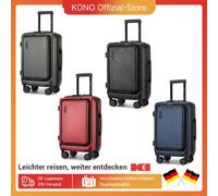 Custodia rigida Kono ABS + PC: bagaglio a mano con serratura TSA, 4 ruote Spinner e maniglia telescopica, misura cabina, valigia accendino Black