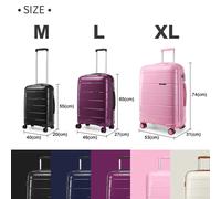 Custodia rigida KONO leggera 4 rotoli TSA Lock e cerniere YKK materiale PP (M/L/XL)