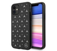 Custodia rigida Mercedes per iPhone 11, argento con stelle, nera
