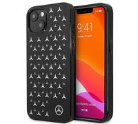 Custodia rigida Mercedes per iPhone 13 mini, argento con stelle, nera