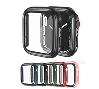 Custodia rigida nera con pellicola protettiva in vetro temperato, custodia trasparente ultra sottile antiurto compatibile per Apple Watch Series 7, iWatch 3D Glasss, confezione da 2 41 mm e 45 mm