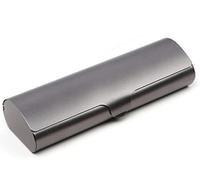 Custodia Rigida Occhiali Alluminio, Custodia per Occhiali in Metallo Leggero e Custodia per Occhiali da Sole Portatile in Velluto con Panno per Occhiali, Grigio Astuccio Occhiali for Donna Uomo(L)