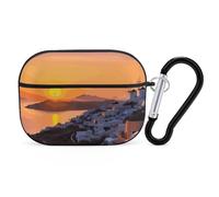 Custodia rigida per Airpod Pro con clip di blocco di sicurezza, custodia protettiva rigida con isola della Grecia al tramonto, compatibile con Airpod Pro di 2a/1a generazione, custodia per donne e