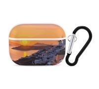 Custodia rigida per Airpod Pro con clip di blocco di sicurezza, custodia protettiva rigida con isola della Grecia al tramonto, compatibile con Airpod Pro di 2a/1a generazione, custodia per donne e