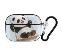 Custodia rigida per Airpod Pro con clip di blocco sicura, panda con palloncino, custodia protettiva compatibile con Airpod Pro di 2a/1a generazione, custodia per donne e uomini, LED frontale visibile