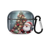 Custodia rigida per auricolari Bluetooth Merry Christmas, protezione antiurto completa, supporto ricarica wireless con portachiavi, regalo personalizzato per AirPods 3