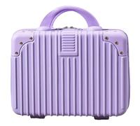 Custodia rigida per cosmetici da 14 pollici, valigia portatile per trucchi con serratura da viaggio, mini valigia organizer in ABS + PC resistente alla pressione viola.