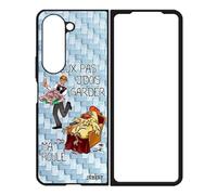 Custodia rigida per Galaxy Z Fold 5 in silicone non posso tenere la mia gallina papà bd jpeux je comique cartoon text blu drole per Samsung
