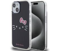 Custodia rigida per iPhone 15 Hello Kitty IML Kitty Face nera