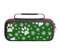 Custodia Rigida Per Nintendo Switch 2Christmas Snowflakes Cats And Dogs Paws Snowflakes Green Con 20 Tasche Per Giochi One Size