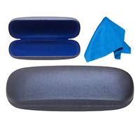 Custodia rigida per occhiali da vista spazzolata, supporto protettivo per occhiali e occhiali da sole - Blu - Taglia unica