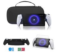 Custodia rigida per Playstation Portal Remote Player - Borsa protettiva per accessori PS5 come cuffie,con cover in silicone,2 pellicole vetro temperato e 4 grip joystick (Nero)