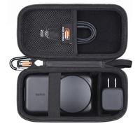 Custodia rigida per stazione di ricarica rapida pieghevole wireless Belkin | Scatola portatile da viaggio per caricabatterie Belkin MagSafe, guscio protettivo in EVA, cinghia da polso, moschettone