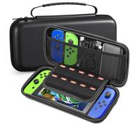 Custodia Rigida Protettiva per Nintendo Switch e Nuovo Switch OLED - Custodia Trasporto con 10 Cartucce Giochi, Spazio per Accessori - Compatibile con Console Nintendo Switch e Switch OLED - Nero
