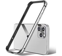 Custodia rigida sottile in alluminio con struttura in metallo per iPhone15/MAX, armatura con struttura in metallo con paraurti interno morbido, protezione bordo rialzato argento